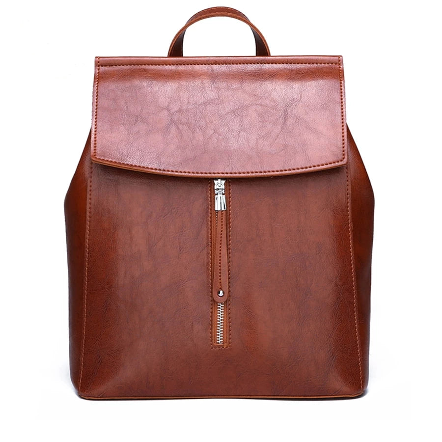 High Quality Leather Woman Bag - Large Capacity Backpack